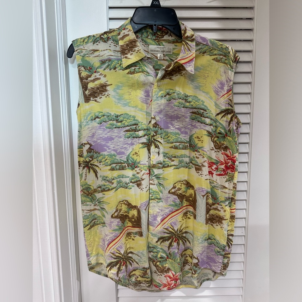 Vintage Guess Hawaiian Buttondown Tank Size M - image 1